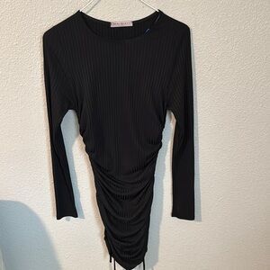 Zara Black Ruched Long Sleeve Dress